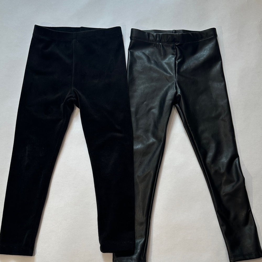 Tea Collection Black velvet and H&M Black pleather Leggings